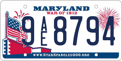 MD license plate 9AE8794