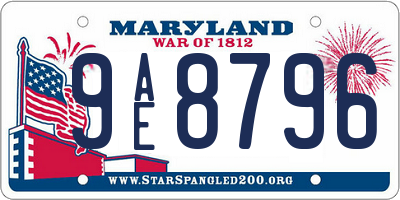MD license plate 9AE8796