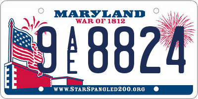 MD license plate 9AE8824