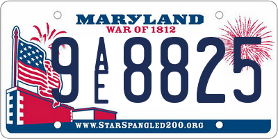 MD license plate 9AE8825