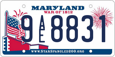 MD license plate 9AE8831