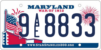 MD license plate 9AE8833