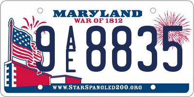 MD license plate 9AE8835