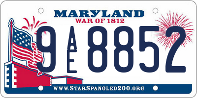 MD license plate 9AE8852