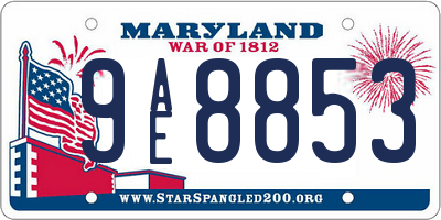MD license plate 9AE8853