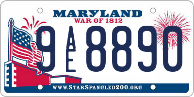 MD license plate 9AE8890