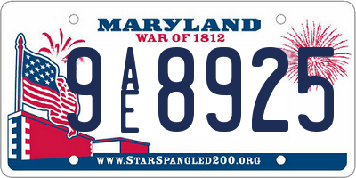 MD license plate 9AE8925