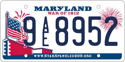 MD license plate 9AE8952