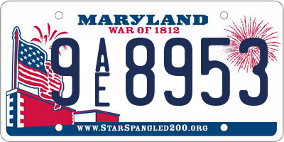 MD license plate 9AE8953