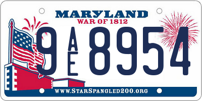 MD license plate 9AE8954