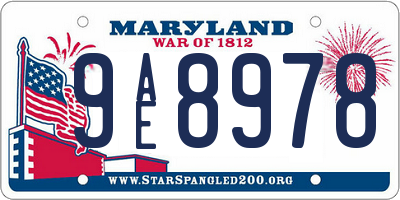 MD license plate 9AE8978