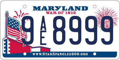 MD license plate 9AE8999