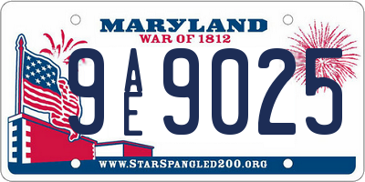 MD license plate 9AE9025