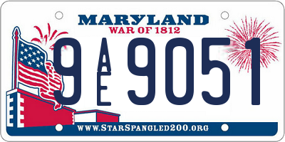MD license plate 9AE9051