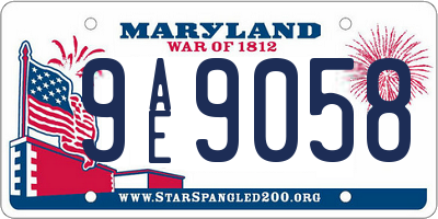 MD license plate 9AE9058