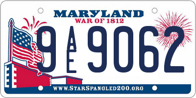 MD license plate 9AE9062