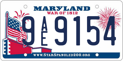 MD license plate 9AE9154
