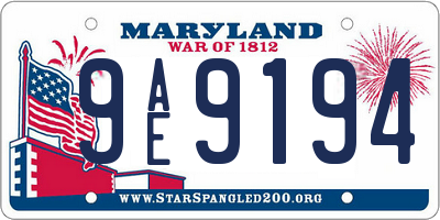 MD license plate 9AE9194