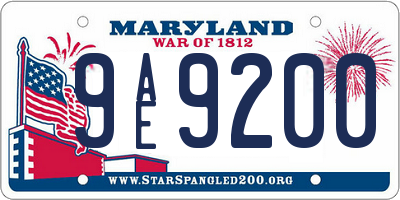 MD license plate 9AE9200
