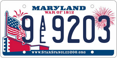 MD license plate 9AE9203