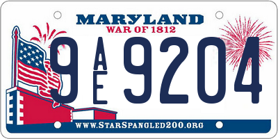 MD license plate 9AE9204