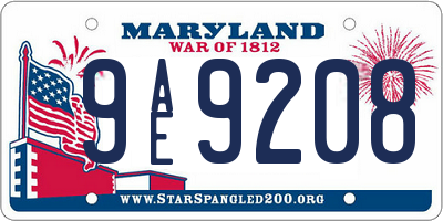 MD license plate 9AE9208