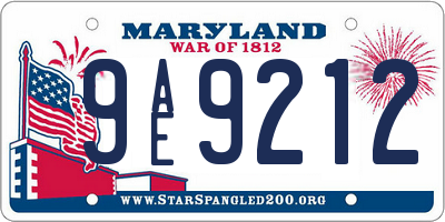 MD license plate 9AE9212