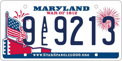 MD license plate 9AE9213