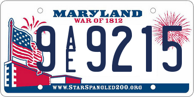 MD license plate 9AE9215