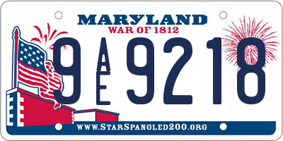 MD license plate 9AE9218