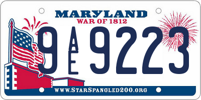 MD license plate 9AE9223
