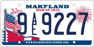MD license plate 9AE9227