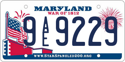 MD license plate 9AE9229