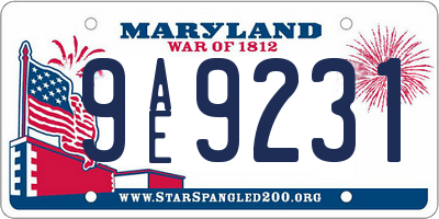 MD license plate 9AE9231