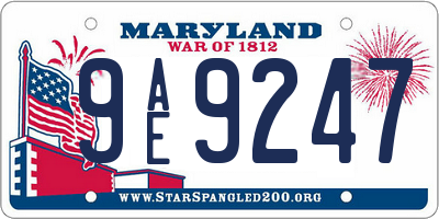 MD license plate 9AE9247
