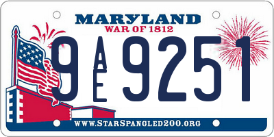 MD license plate 9AE9251