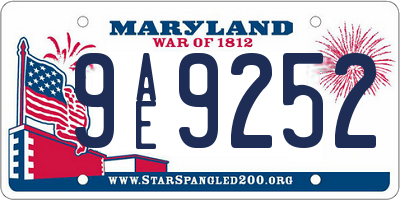 MD license plate 9AE9252