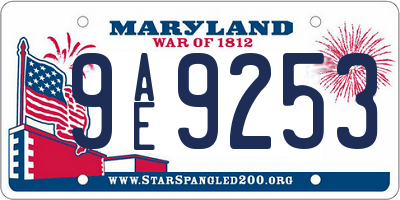 MD license plate 9AE9253