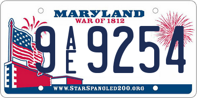MD license plate 9AE9254
