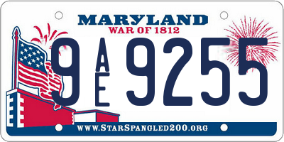 MD license plate 9AE9255