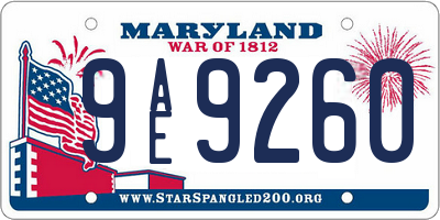 MD license plate 9AE9260