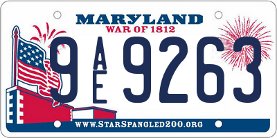 MD license plate 9AE9263