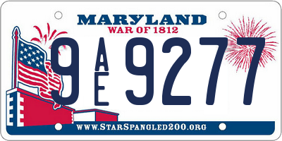 MD license plate 9AE9277