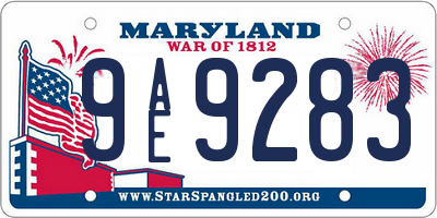 MD license plate 9AE9283