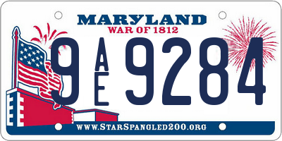 MD license plate 9AE9284