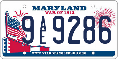 MD license plate 9AE9286