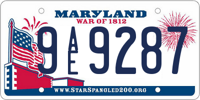 MD license plate 9AE9287