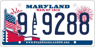 MD license plate 9AE9288