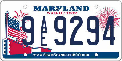 MD license plate 9AE9294