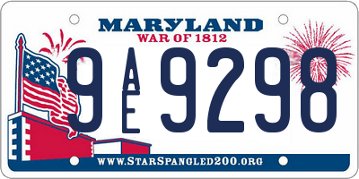 MD license plate 9AE9298
